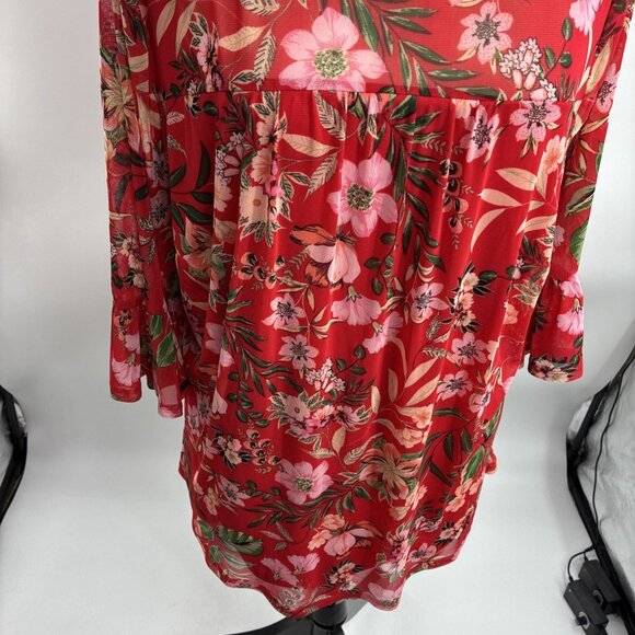 Sara Michelle Womens Floral Tunic Top Three Quarter Sleeve Plus Size 1X - Picture 2 of 9